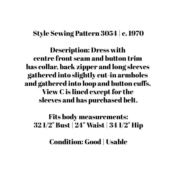 70s Style Sewing Pattern 3054 Dress Bust 32 1/2 - Picture 3 of 5